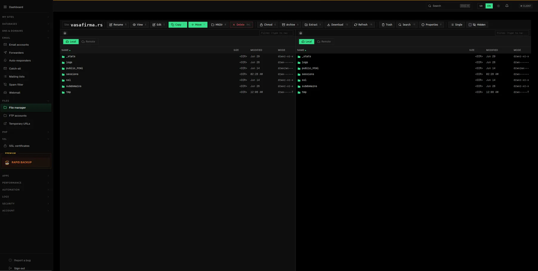 LimaPanel - file manager