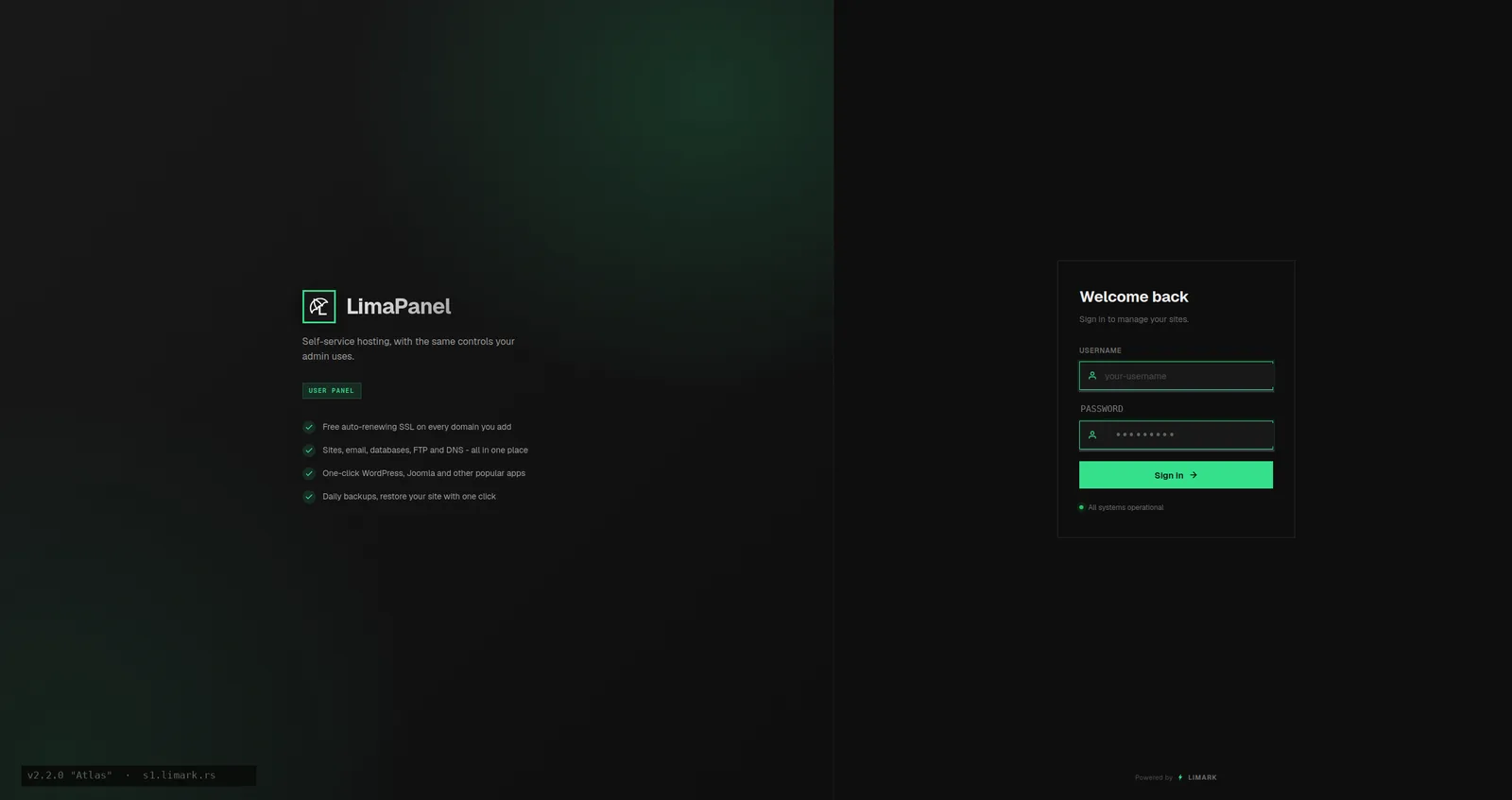LimaPanel - prijava klijenta